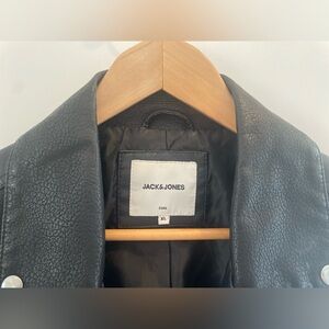 Jack & Jones Black Faux Leather Biker Jacket